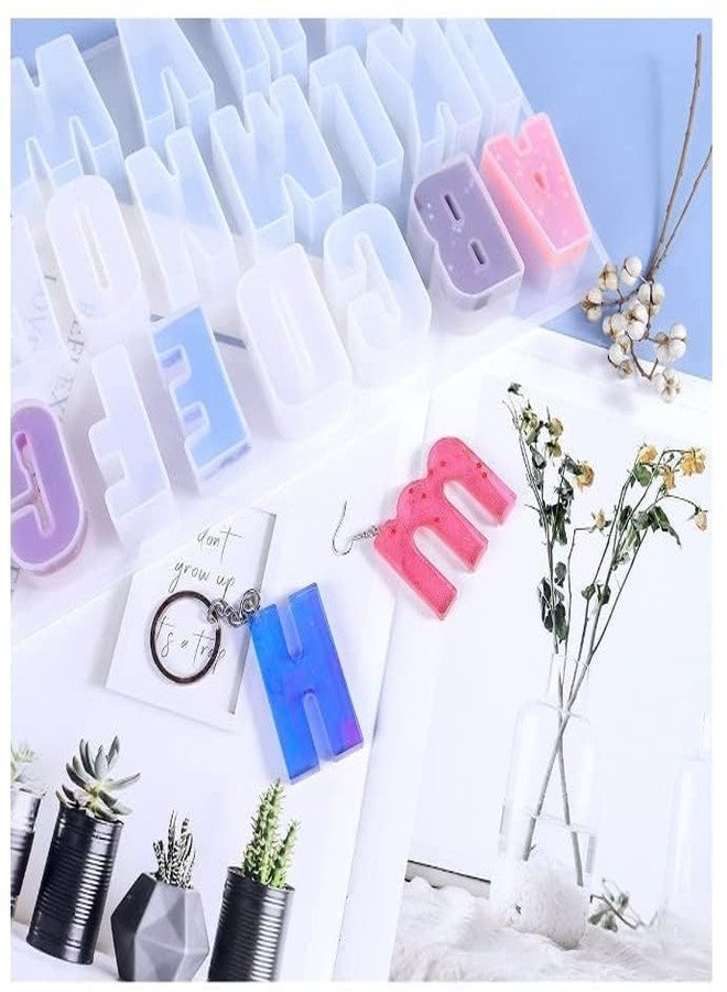 Aparonz Silicone Letter Molds for Resin, Backward Resin Casting Big Alphabet Number Molds, Reusable Epoxy Molds for DIY Keychain Pendant Earring Chololate Cake (Alphabet Mold with Hole) - Image 3