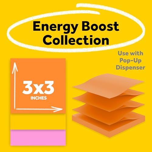 Post It Postit Super Sticky Dispenser Popup Notes 6 Sticky Note Pads 3 x 3 in 2X the Sticking Power School Supplies and Oce Products Use with Postit Note Dispensers Energy Boost Collection - Image 3