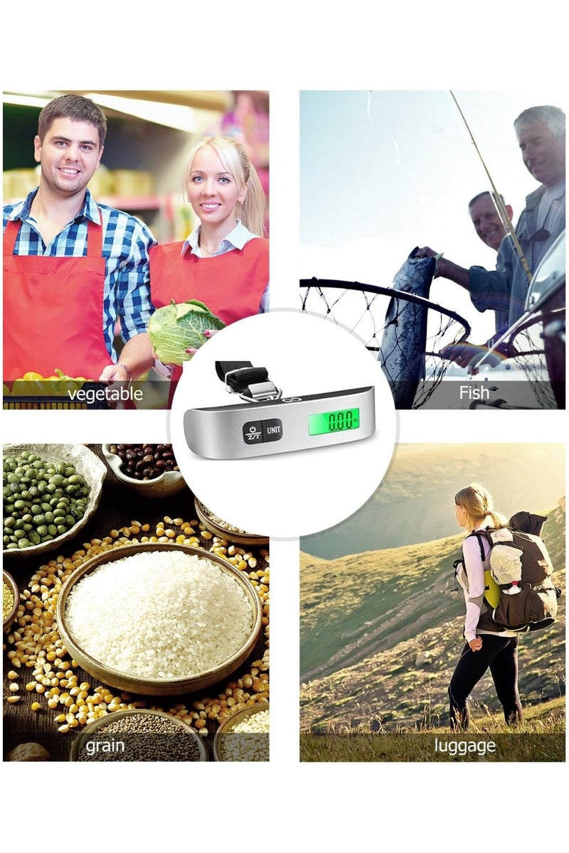 Suitcase Travel Bag Hanging Weighing 110lb/50kg Scale, Portable Electronic, Tare, Auto Off, Stainless-steel Kitchen Scale Cooking, Baking Fruits Vegitables - Image 4