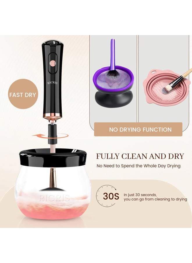 RICRIS Premium Makeup Brush Cleaner Dryer Super-Fast Electric Brush Cleaner Machine Automatic Brush Cleaner Spinner Makeup Brush Tools (Black) - Image 3