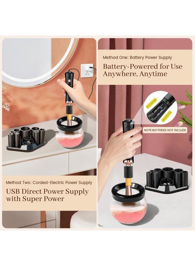 RICRIS Premium Makeup Brush Cleaner Dryer Super-Fast Electric Brush Cleaner Machine Automatic Brush Cleaner Spinner Makeup Brush Tools (Black) - Image 5