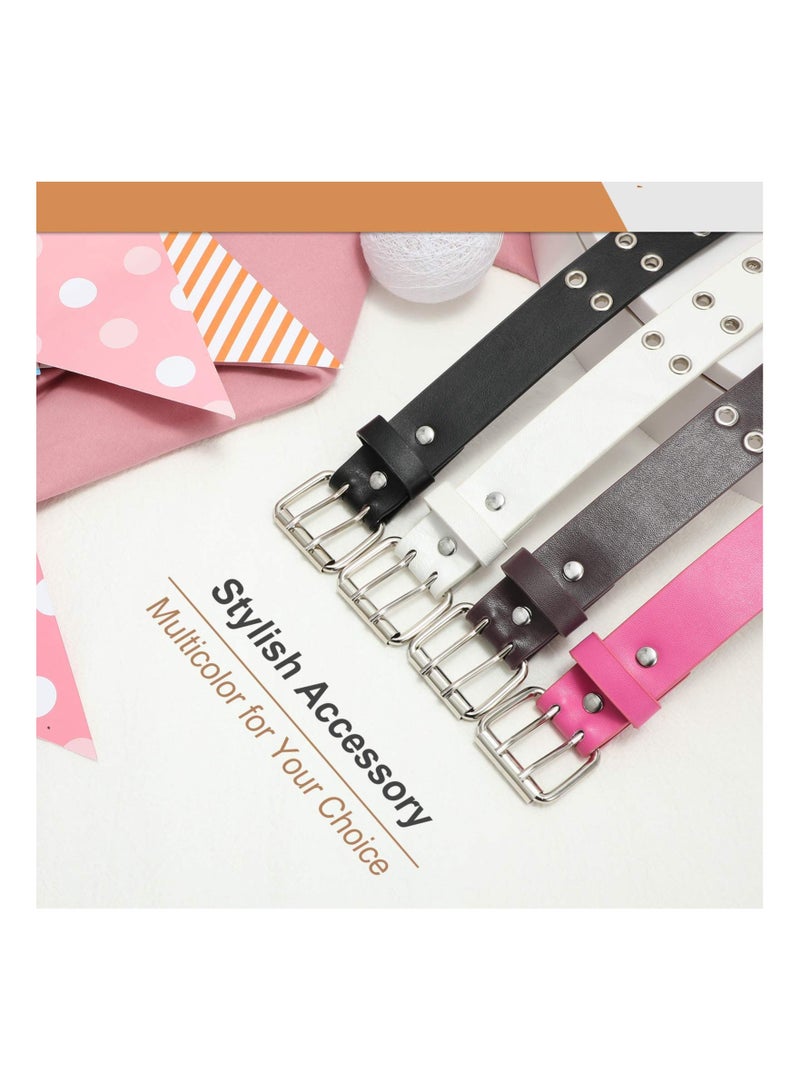 Y&D Kids Double Grommet Belt, for Girls and Boys, Pu Leather Studded Holes Belt School Uniforms, Jeans, Dress Blouse, Skinny Fashion Thin Waist Vintage Design  - Image 5