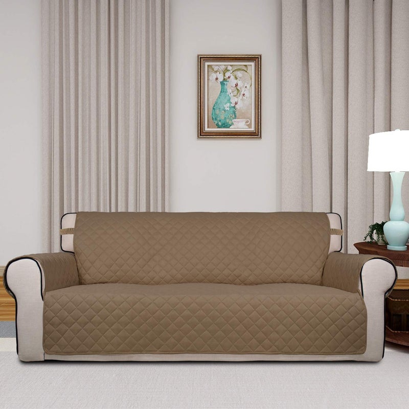 PureFit غطاء أريكة ثلاثي المقاعد 100% مقاوم للماء غير قابل للانزلاق واقي مفروشات مبطن للحيوانات الأليفة والأطفال بني جمل 66 بوصة - Image 2