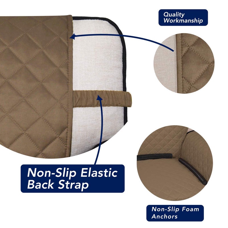 PureFit غطاء أريكة ثلاثي المقاعد 100% مقاوم للماء غير قابل للانزلاق واقي مفروشات مبطن للحيوانات الأليفة والأطفال بني جمل 66 بوصة - Image 3