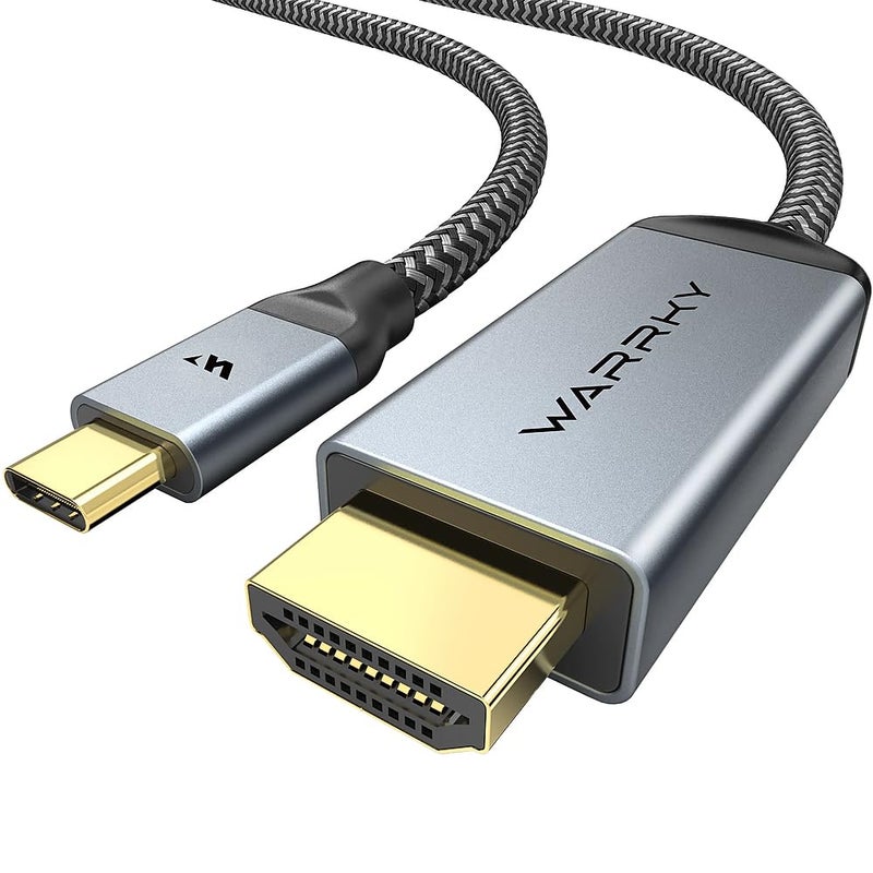 Warrky 4K 60Hz USB C to HDMI Cable 3.3ft [Anti-Interference Gold-Plated Plugs] Aluminum Type-C to HDMI 2.0 Cord, Thunderbolt 3/4/5 Compatible for iPhone 15/16 Series, MacBook, iMac, iPad Pro, Galaxy - Image 1