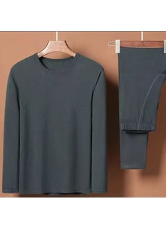 Generic Autumn and winter fleece warm suit mens underwear cold-proof double-sided fleece long johns Brown  - Image 2
