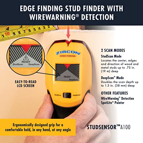 Zircon StudSensor A100 Wall Scanner and Center/Edge Locating Stud Finder with WireWarning Detection - Image 3