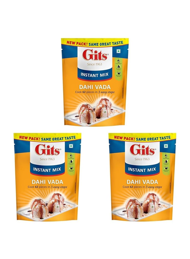 Gits Instant Dahi Vada Snack Mix, Makes 62 Per Pack, Pure Veg, Instant Indian Snack Mix, 500g (Pack of 3) - Image 1