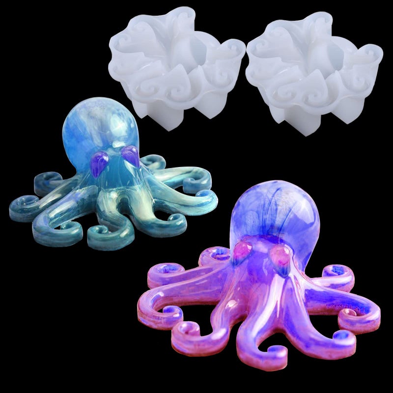 2PCS Octopus Molds for Resin Silicone Octopus Shape Epoxy Resin Casting Mould 3D Sea Resin Mold Animals Display Mold for DIY Resin Crafts Halloween Home Decor