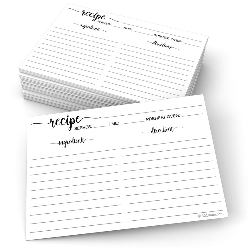 321Done Recipe Cards Set of 50 4x6  White  from The Kitchen of  Large DoubleSided Premium for Weddings Bridal Shower Baby  Made in USA  Minimalist