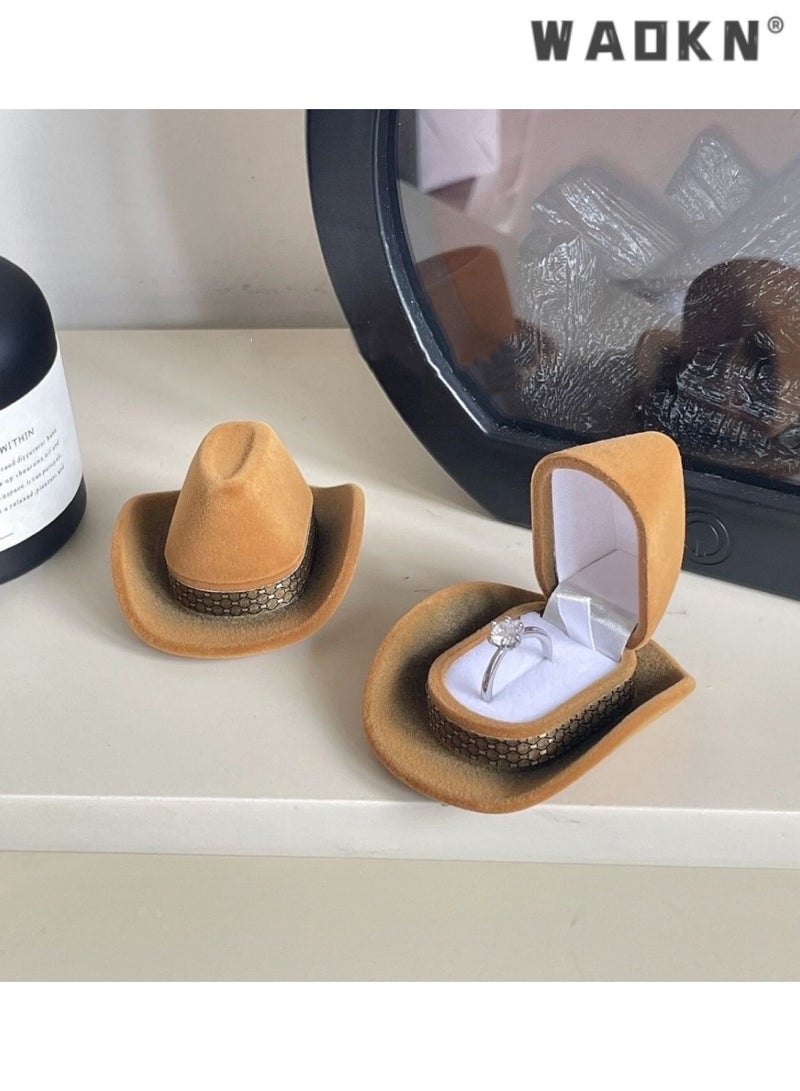 WAOKN 2 PCS Cowboy Hat Ring Box, Unique Jewelry Box for Surprise Proposals, Stylish and Creative Gift Packaging, Ideal for Engagement Rings and Keepsakes, Perfect for Romantic Occasions - Image 3