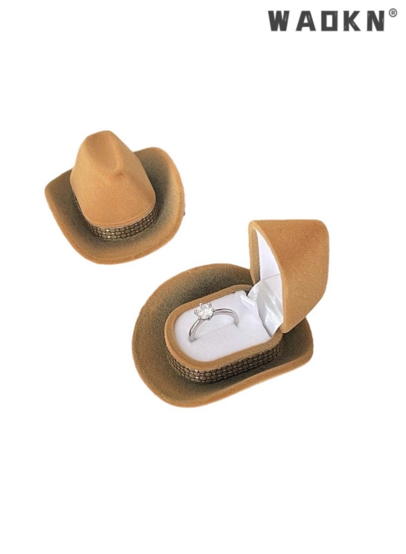 WAOKN 2 PCS Cowboy Hat Ring Box, Unique Jewelry Box for Surprise Proposals, Stylish and Creative Gift Packaging, Ideal for Engagement Rings and Keepsakes, Perfect for Romantic Occasions - Image 1