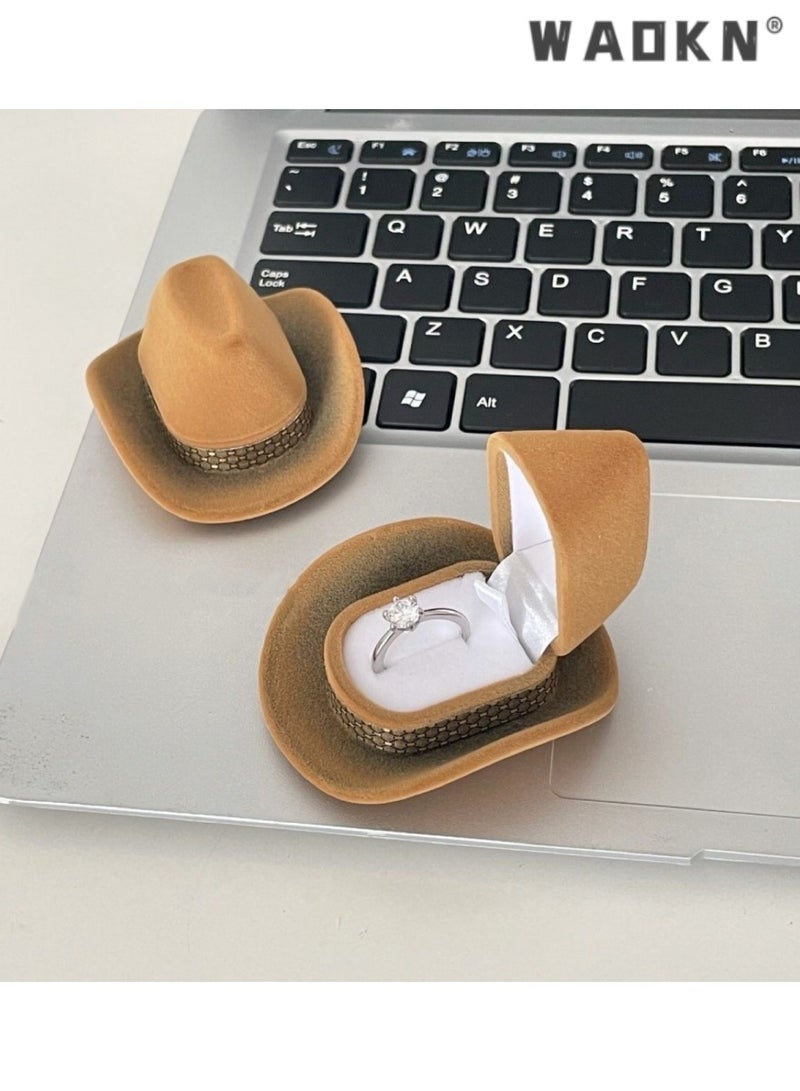 WAOKN 2 PCS Cowboy Hat Ring Box, Unique Jewelry Box for Surprise Proposals, Stylish and Creative Gift Packaging, Ideal for Engagement Rings and Keepsakes, Perfect for Romantic Occasions - Image 4