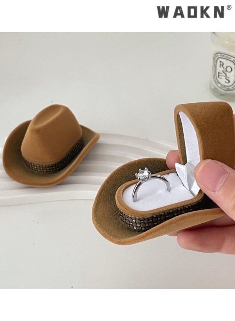 WAOKN 2 PCS Cowboy Hat Ring Box, Unique Jewelry Box for Surprise Proposals, Stylish and Creative Gift Packaging, Ideal for Engagement Rings and Keepsakes, Perfect for Romantic Occasions - Image 2