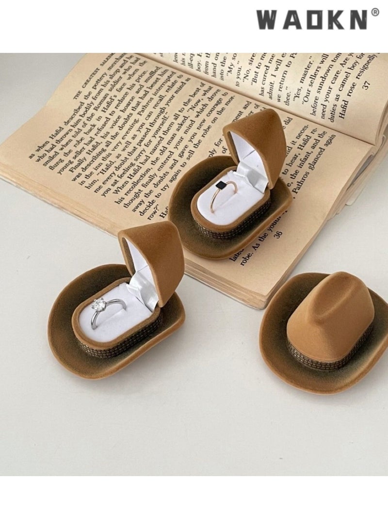 WAOKN 2 PCS Cowboy Hat Ring Box, Unique Jewelry Box for Surprise Proposals, Stylish and Creative Gift Packaging, Ideal for Engagement Rings and Keepsakes, Perfect for Romantic Occasions - Image 5