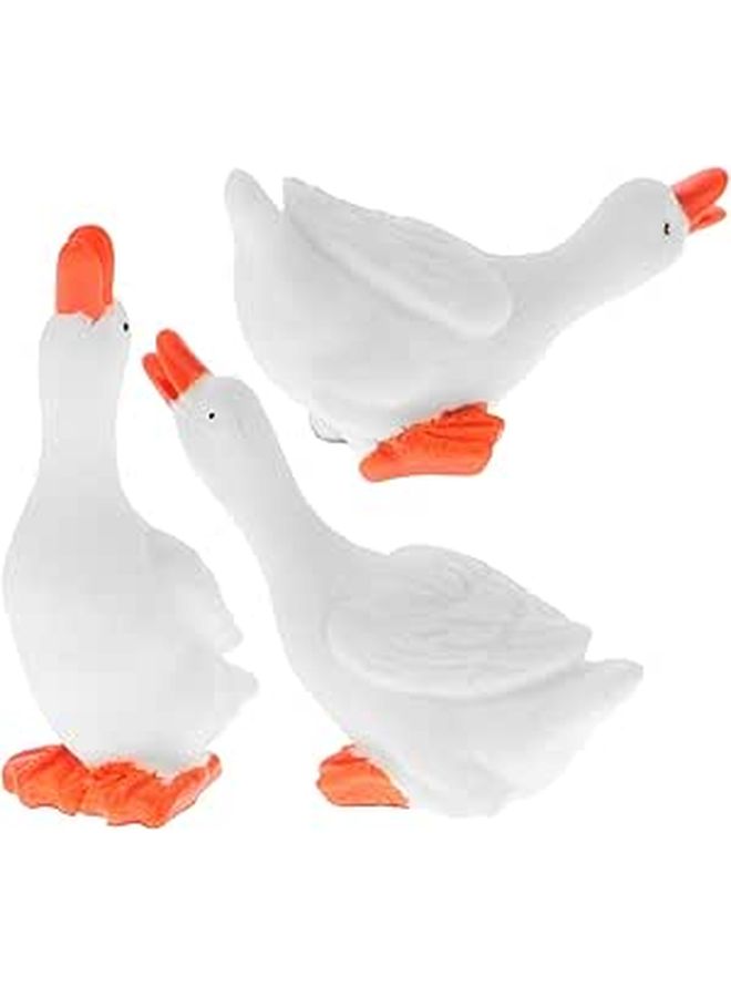 3pcs Simulation White Goose Figurines Resin Mini Decorations Craft Ornaments Garden Patio Home Decor Crack Resistant - Image 1