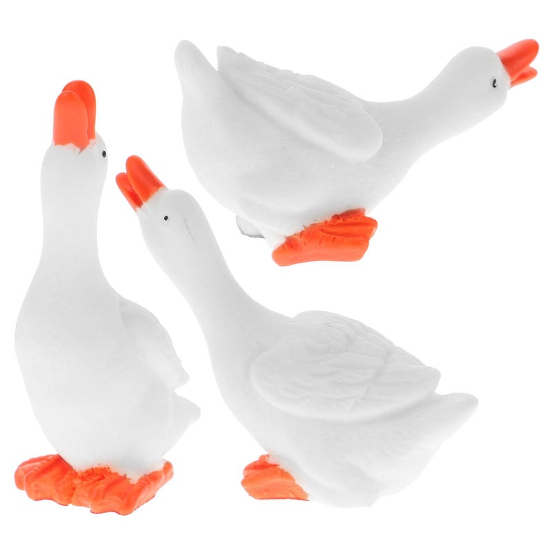3pcs Simulation White Goose Figurines Resin Mini Decorations Craft Ornaments Garden Patio Home Decor Crack Resistant - Image 2
