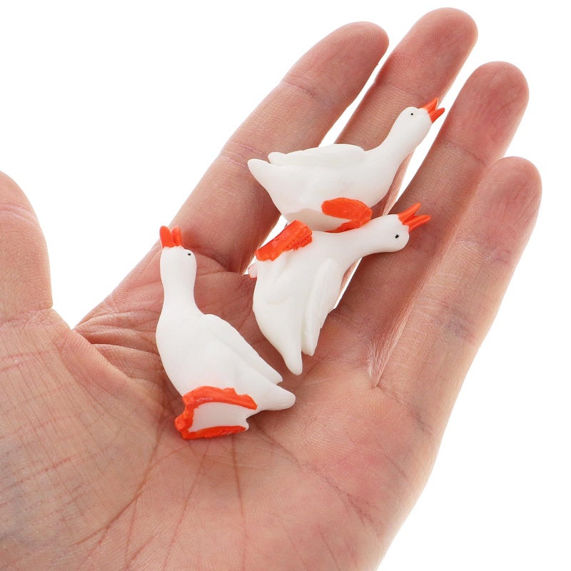 3pcs Simulation White Goose Figurines Resin Mini Decorations Craft Ornaments Garden Patio Home Decor Crack Resistant - Image 3