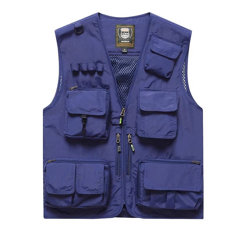 Reflective Emergency Management Vest Multi-Pocket Volunteer Communication Rescue Clothing Vest Workwear Vest Clip Work Clothes Royal Blue