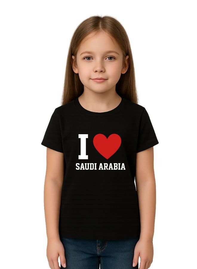 PRINTSHOP4ME Saudi International Day Girl’s T-Shirt–Cotton,Round Neck,Short Sleeve,National Print,Patriotic Design,Soft Fabric, Comfortable Fit,Casual Style,Lightweight, Durable,Cultural Theme,Ideal For Celebrations & Gifts - Image 1