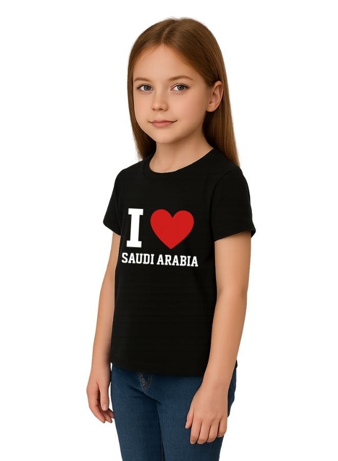 PRINTSHOP4ME Saudi International Day Girl’s T-Shirt–Cotton,Round Neck,Short Sleeve,National Print,Patriotic Design,Soft Fabric, Comfortable Fit,Casual Style,Lightweight, Durable,Cultural Theme,Ideal For Celebrations & Gifts - Image 2