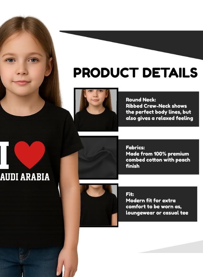 PRINTSHOP4ME Saudi International Day Girl’s T-Shirt–Cotton,Round Neck,Short Sleeve,National Print,Patriotic Design,Soft Fabric, Comfortable Fit,Casual Style,Lightweight, Durable,Cultural Theme,Ideal For Celebrations & Gifts - Image 3