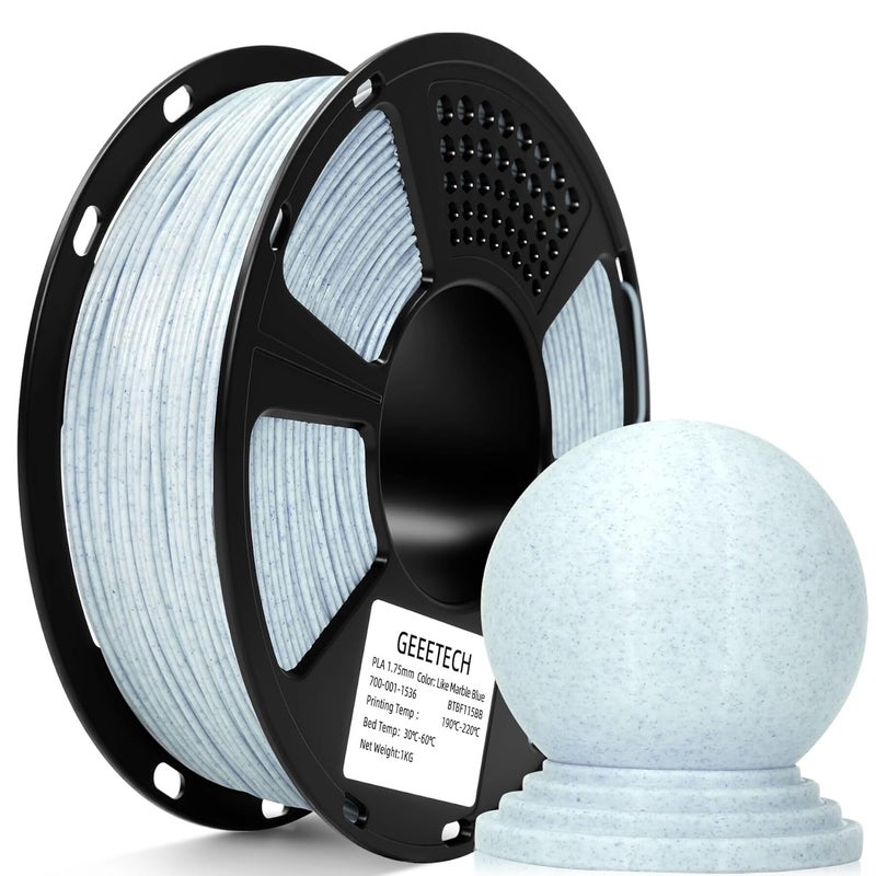 Geeetech Marble PLA Filament, Stone-Like Appearance, 1.75mm 3D Printing Filament 1kg(2.2lbs), Dimensional Accuracy +/- 0.02 mm, Marble White-Blue Stone Color, Fit Most FDM Printer - Image 1