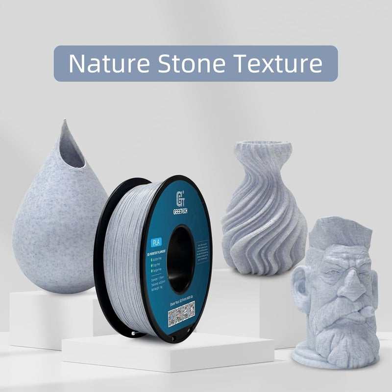 Geeetech Marble PLA Filament, Stone-Like Appearance, 1.75mm 3D Printing Filament 1kg(2.2lbs), Dimensional Accuracy +/- 0.02 mm, Marble White-Blue Stone Color, Fit Most FDM Printer - Image 4