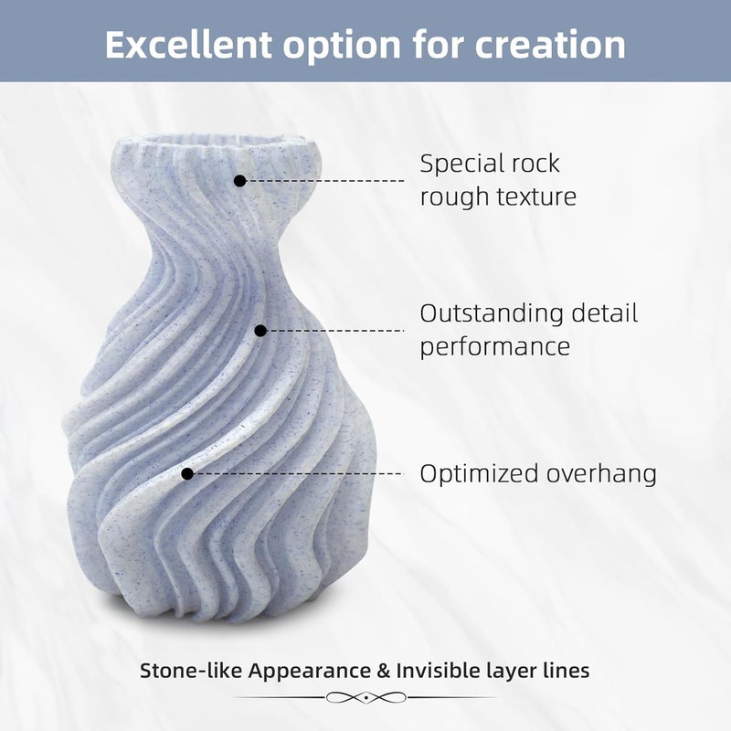 Geeetech Marble PLA Filament, Stone-Like Appearance, 1.75mm 3D Printing Filament 1kg(2.2lbs), Dimensional Accuracy +/- 0.02 mm, Marble White-Blue Stone Color, Fit Most FDM Printer - Image 5