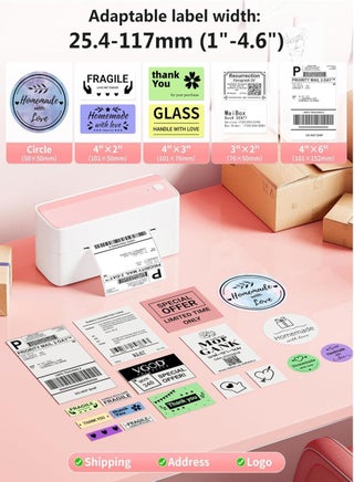 241-BT Bluetooth Thermal Label Printer,  Wireless Shipping Label Printer for Small Business, Label Printer for Shipping Packages, Compatible with iPhone, Android .It contains 10 sheets of 4X6" white paper.(White+Pink) - view 5