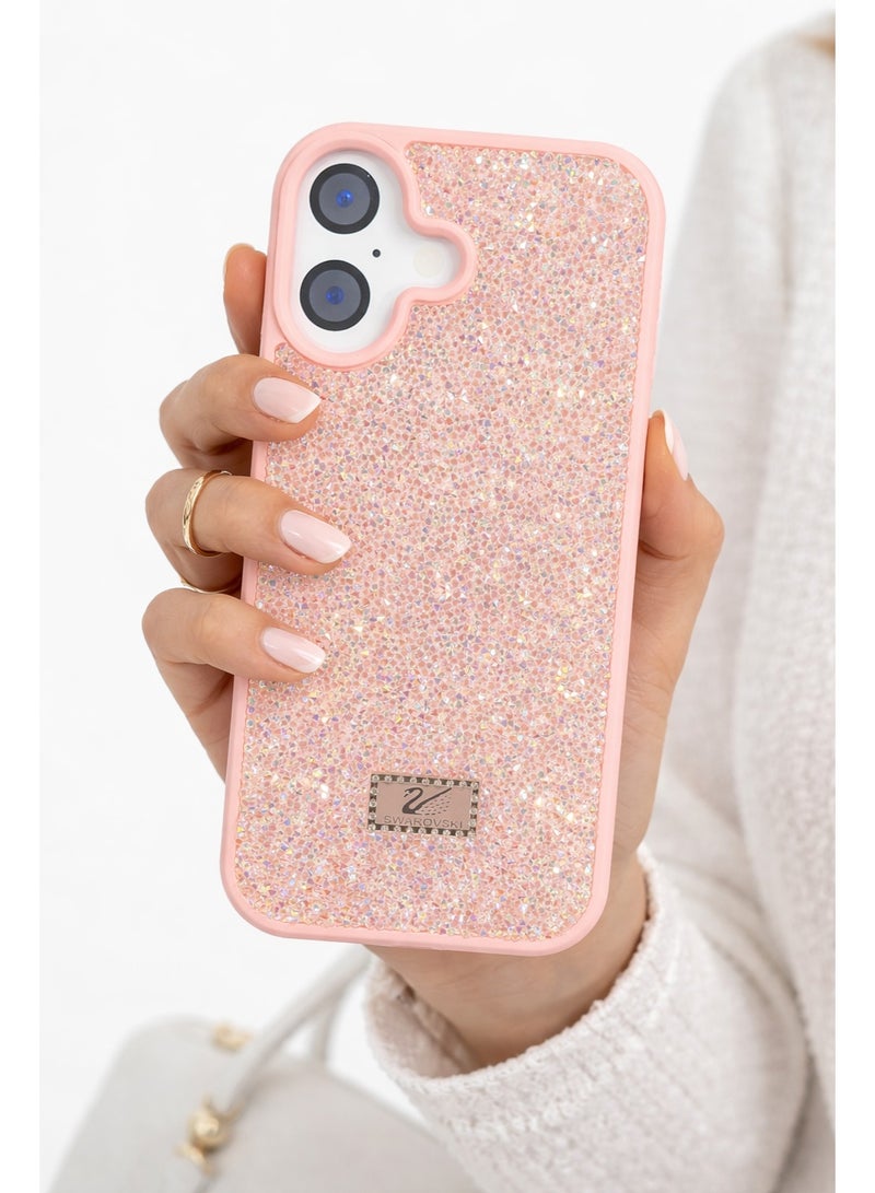 VR CREATIVE Luxury Glitter Diamond Phone Case for Apple iPhone 17 Sparkling Rhinestone Bling Protective Cover - Pink - Image 4