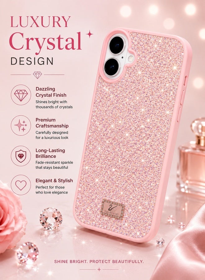VR CREATIVE Luxury Sparkling Crystal Rhinestone Protective Phone Case Cover for Apple iPhone 17 – Pink - Image 3