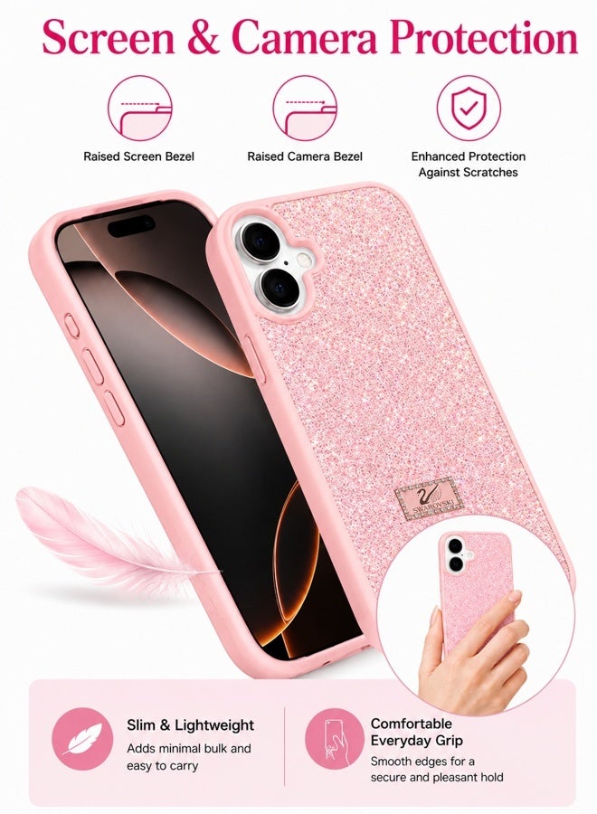 VR CREATIVE Luxury Sparkling Crystal Rhinestone Protective Phone Case Cover for Apple iPhone 17 – Pink - Image 5