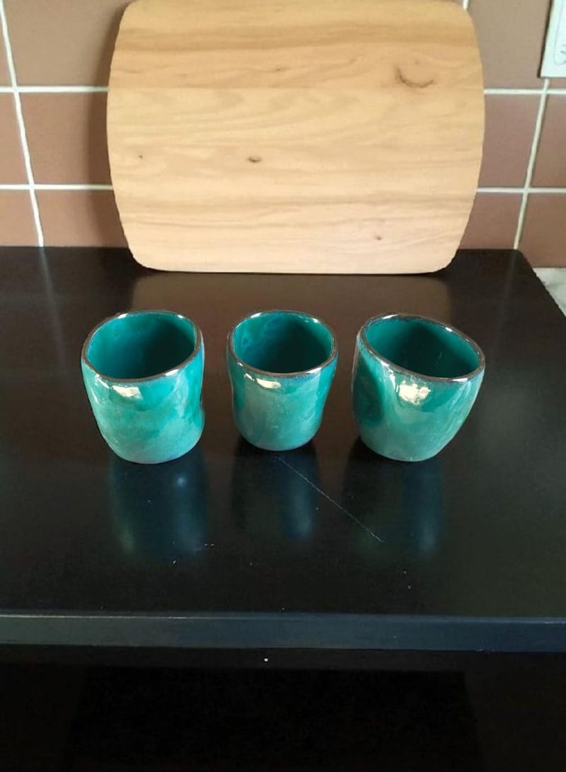 كلور زون بوتري 3 فنجان قهوه ، آمن للاستخدام في الميكروويف، مصنوع يدويًا من الفخار - Image 2