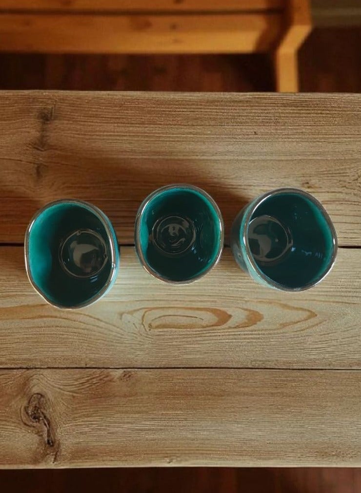 كلور زون بوتري 3 فنجان قهوه ، آمن للاستخدام في الميكروويف، مصنوع يدويًا من الفخار - Image 3