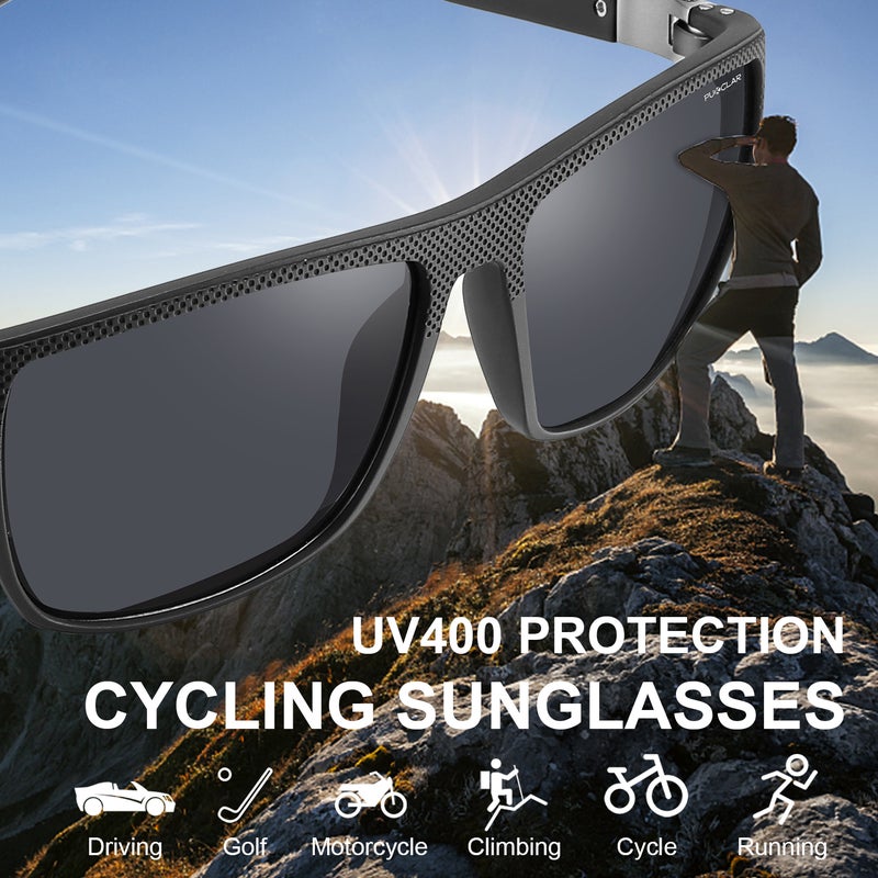 PUKCLAR Polarised Men Sunglasses Lightweight TR90 Frame Square Sun Glasses with UV400 Protection for Driving Fishing Running Hiking - view 4
