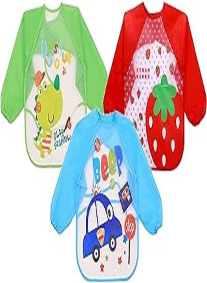 DOMENICO - DOMENICO Waterproof Colorful Children Bib Cute Cartoon Animals Baby Bibs Full Sleeve Children Apron Long Sleeve Feeding Bibs - Image 1