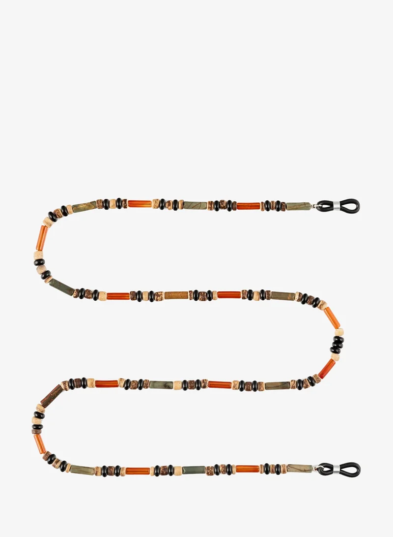 Minza Minza “Vulcan” Unisex Eyewear Chain, Agate, Jade, Onyx & Ebony Wood, Handmade Natural Stone Glasses Chain for Sunglasses & Eyeglasses, Earth-Tone Statement Eyewear Accessory