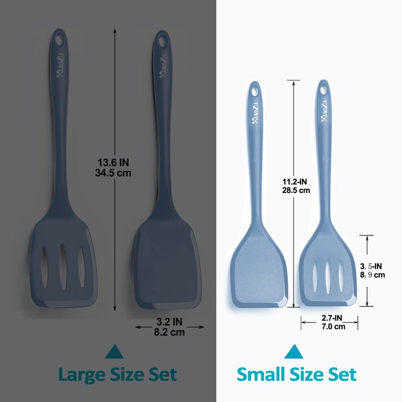 XiaoZu Silicone Spatula Turner Set, High Heat Resistant Spatulas with Seamless One Piece Design, Nonstick Rubber Flippers Utensils for Baking & Cooking,BPA-Free, Starry Blue,11IN - Image 2