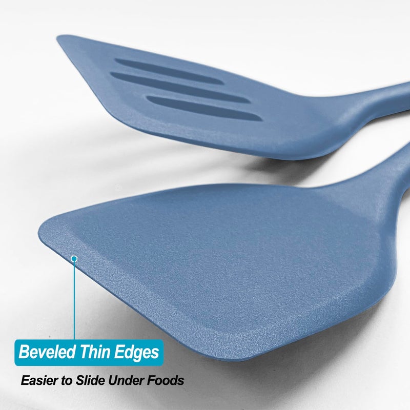 XiaoZu Silicone Spatula Turner Set, High Heat Resistant Spatulas with Seamless One Piece Design, Nonstick Rubber Flippers Utensils for Baking & Cooking,BPA-Free, Starry Blue,11IN - Image 4
