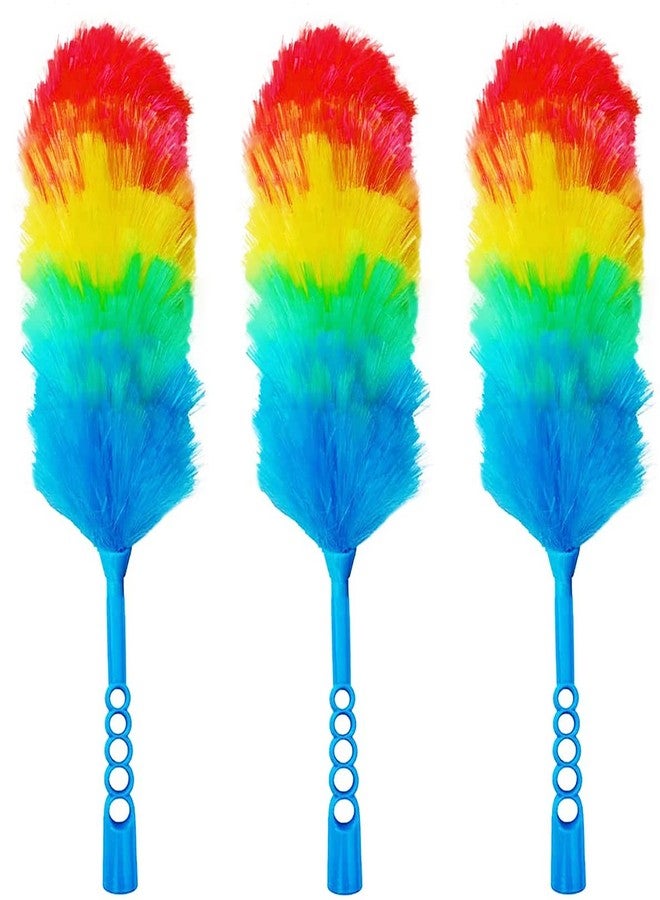 Tockrop 3 Pack Upgrade 19” Rainbow Static Feather Duster with Beandable and Washable Head - More Fibers Bigger Head Less Loss of Fiber - Image 1