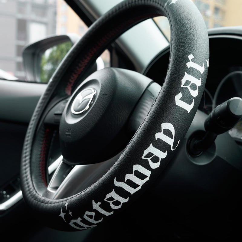 Naxizo Getaway Car Leather Steering Wheel Cover - 15-inch Universal Microfiber- Soft & Breathable & Silicone Anti Slip Auto Steering Wheel Wrap for Women - Image 1