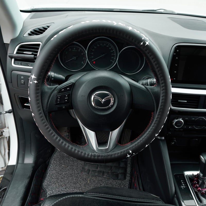 Naxizo Getaway Car Leather Steering Wheel Cover - 15-inch Universal Microfiber- Soft & Breathable & Silicone Anti Slip Auto Steering Wheel Wrap for Women - Image 3