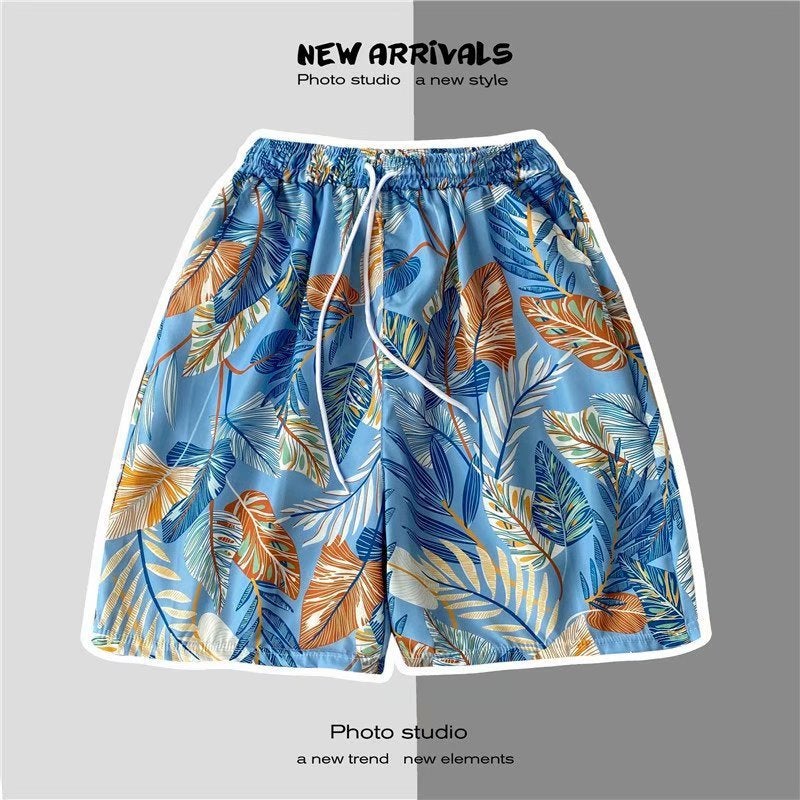 Japanese Style Beach Style Thin Vintage Floral Shirt Short-sleeved Floral Shirt Mens Loose Fashionable Couples All-match Half-sleeve Shirt Blue 1172 - Image 4