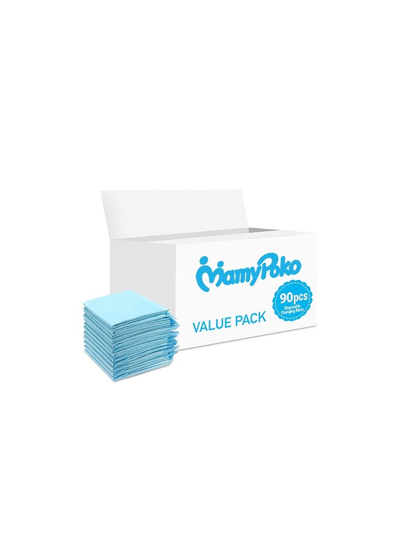 MamyPoko Disposable Changing Mats, 90 Counts, Soft Waterproof Mat, Portable Leak Proof Changing Mat, New Mom Leak-Proof Under pad, Mattress Table Protector Pad  - Image 1