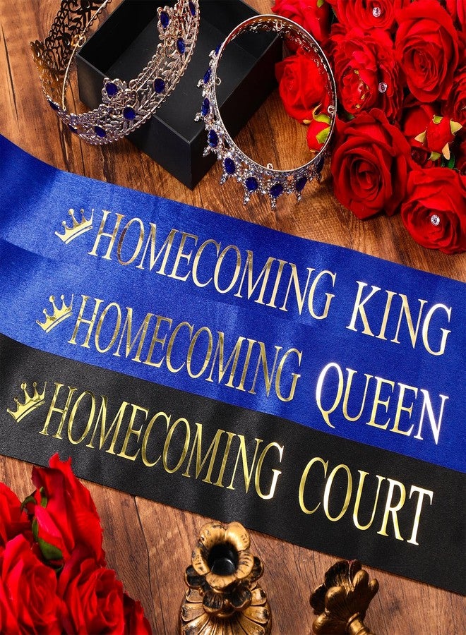 Saintrygo 12 Pcs Homecoming Crowns Sash Set Homecoming King Queen Crystal Tiara Court Shiny Sash for Party(Shiny,Gold, Blue) - Image 4