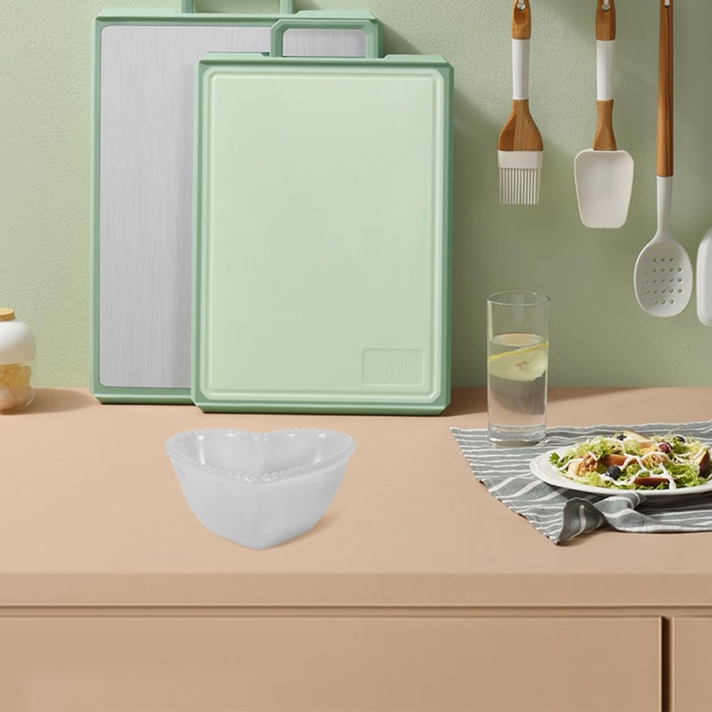 SHOWERORO Heart Shaped Ceramics Bowl White Ceramic Dish Dessert Salad and Fruit Serving Bowl for Home and Restaurant White Tableware - Image 4