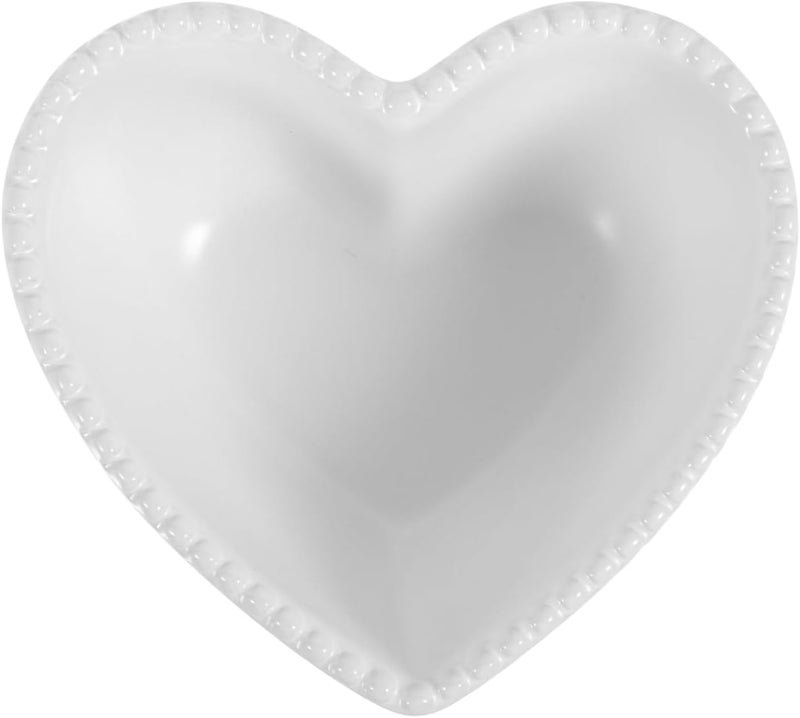 SHOWERORO Heart Shaped Ceramics Bowl White Ceramic Dish Dessert Salad and Fruit Serving Bowl for Home and Restaurant White Tableware - Image 1