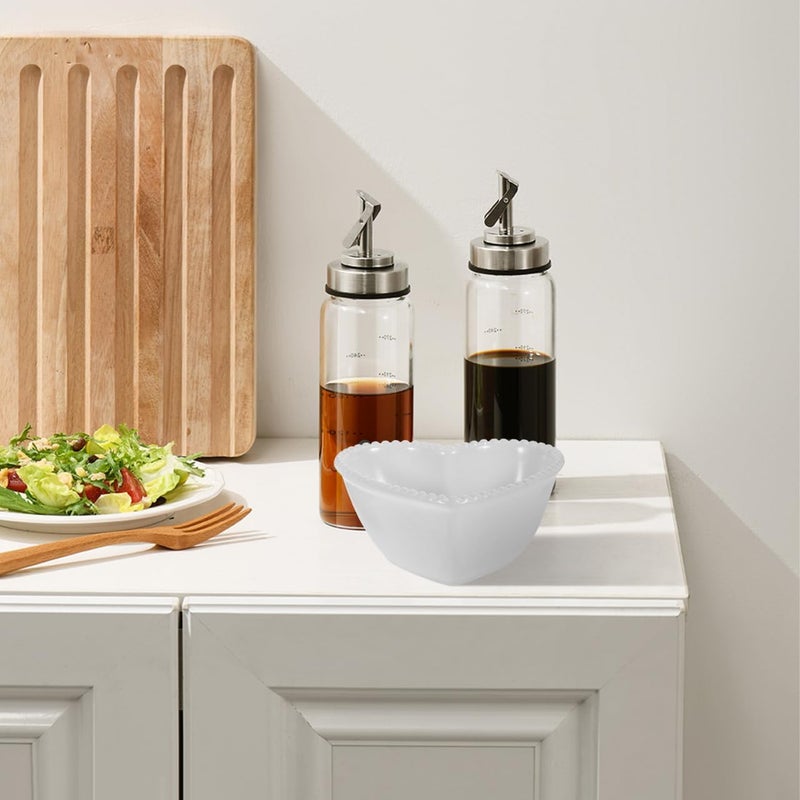 SHOWERORO Heart Shaped Ceramics Bowl White Ceramic Dish Dessert Salad and Fruit Serving Bowl for Home and Restaurant White Tableware - Image 3