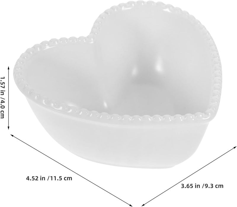 SHOWERORO Heart Shaped Ceramics Bowl White Ceramic Dish Dessert Salad and Fruit Serving Bowl for Home and Restaurant White Tableware - Image 2